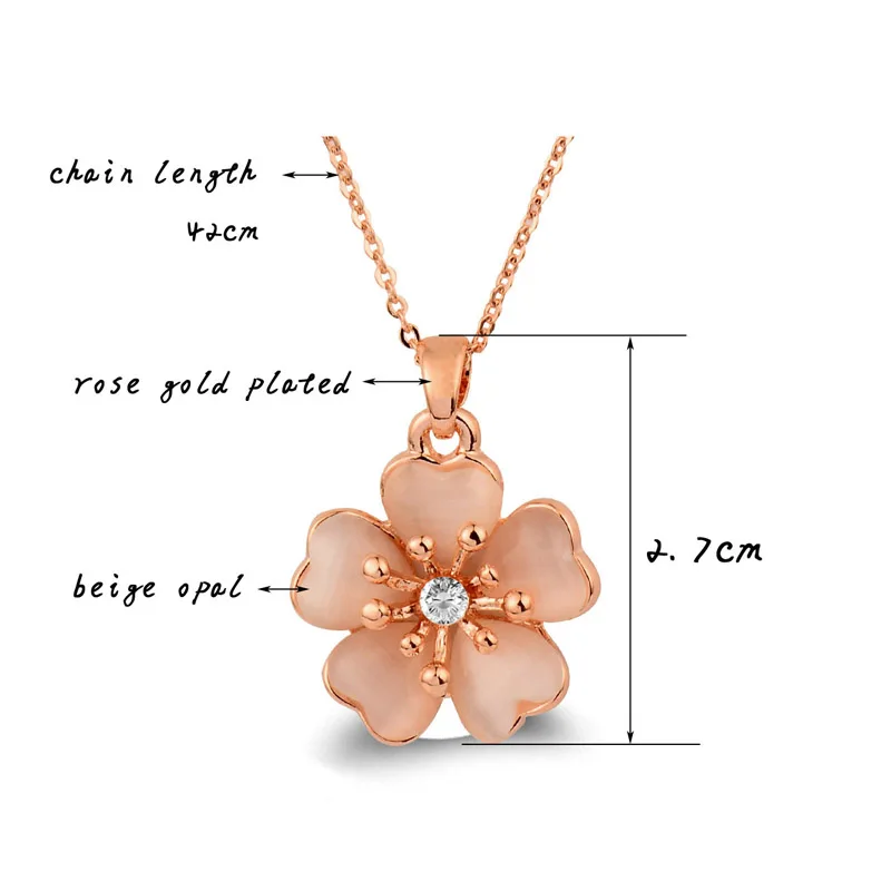 

LEEKER Retro Pink Blue Beige Opal Stone Flower Necklace Pendants Women Girl Wedding Chain Vintage Jewelry Gifts 260 LK4