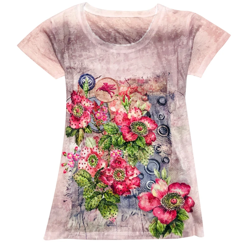 

Floral print t shirt women Plus size 4XL 2020 summer short sleeve graphic tees modis slim tshirt o-neck tops tee shirt femme