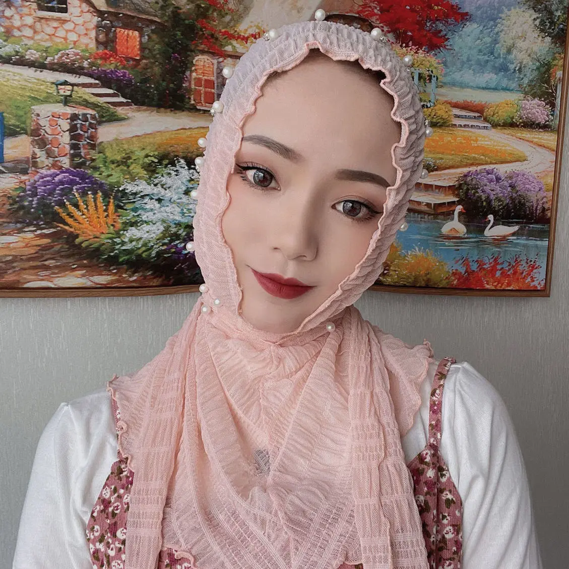 

Muslim Fashion Women Elastic Velvet Pearls Turban Caps Islamic Hijab Bonnet Musulman Femme Headscarf Indian Hat Turbante Mujer