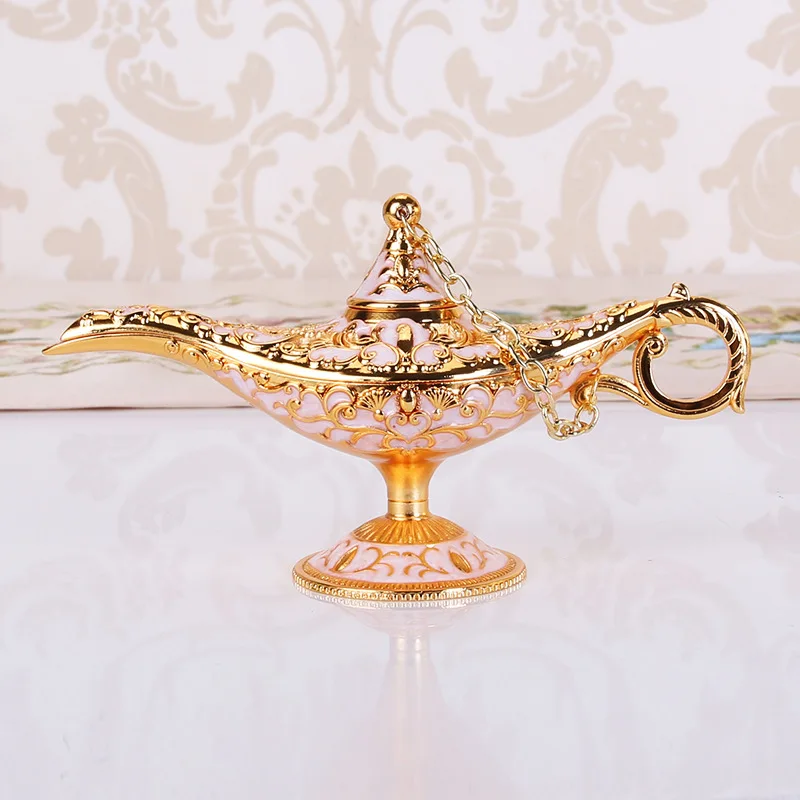Metal Genie Aladdin Lamp Light Wishing Tea Pot Retro Furnishing Article Decoration Home cosplay Halloween | Тематическая одежда и