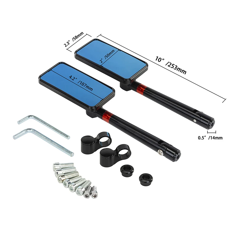 Универсальные Задние боковые зеркала POSSBAY с ЧПУ из голубого стекла для