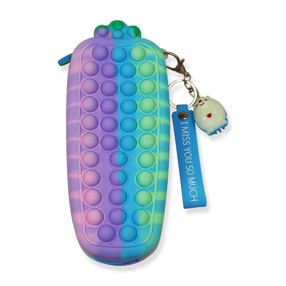 Simple Sensory Squeeze Fidget Toy Anti-Stress Stress Reliever Carrot Pencil Case Silicone Purse Push Bubbles Dimple Bag School | Игрушки и