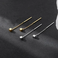 fashion small square ear line s925 silvery minimalist chain earrings for women party birthday gift punk piercing jewelry