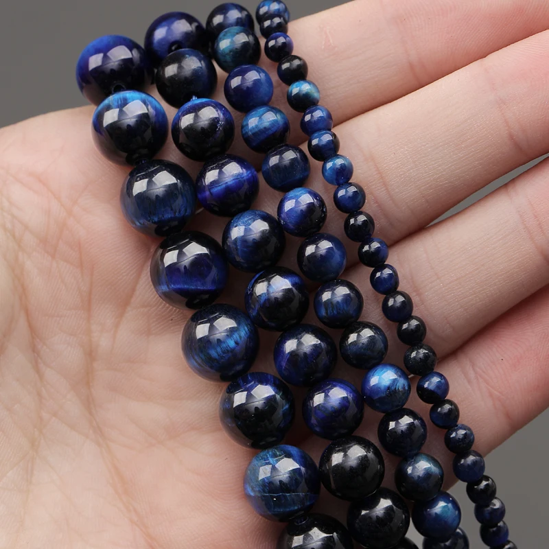 

Hesiod Natural Stone Blue Lapis Lazuli Tiger Eye Agat Round Loose Beads 4/6/8/10MM Pick Size 15" Strand