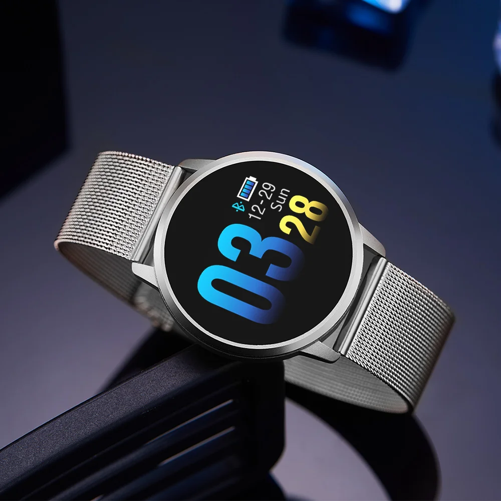 Смарт-часы RUNDOING мужские с цветным OLED-экраном пульсометром и шагомером |