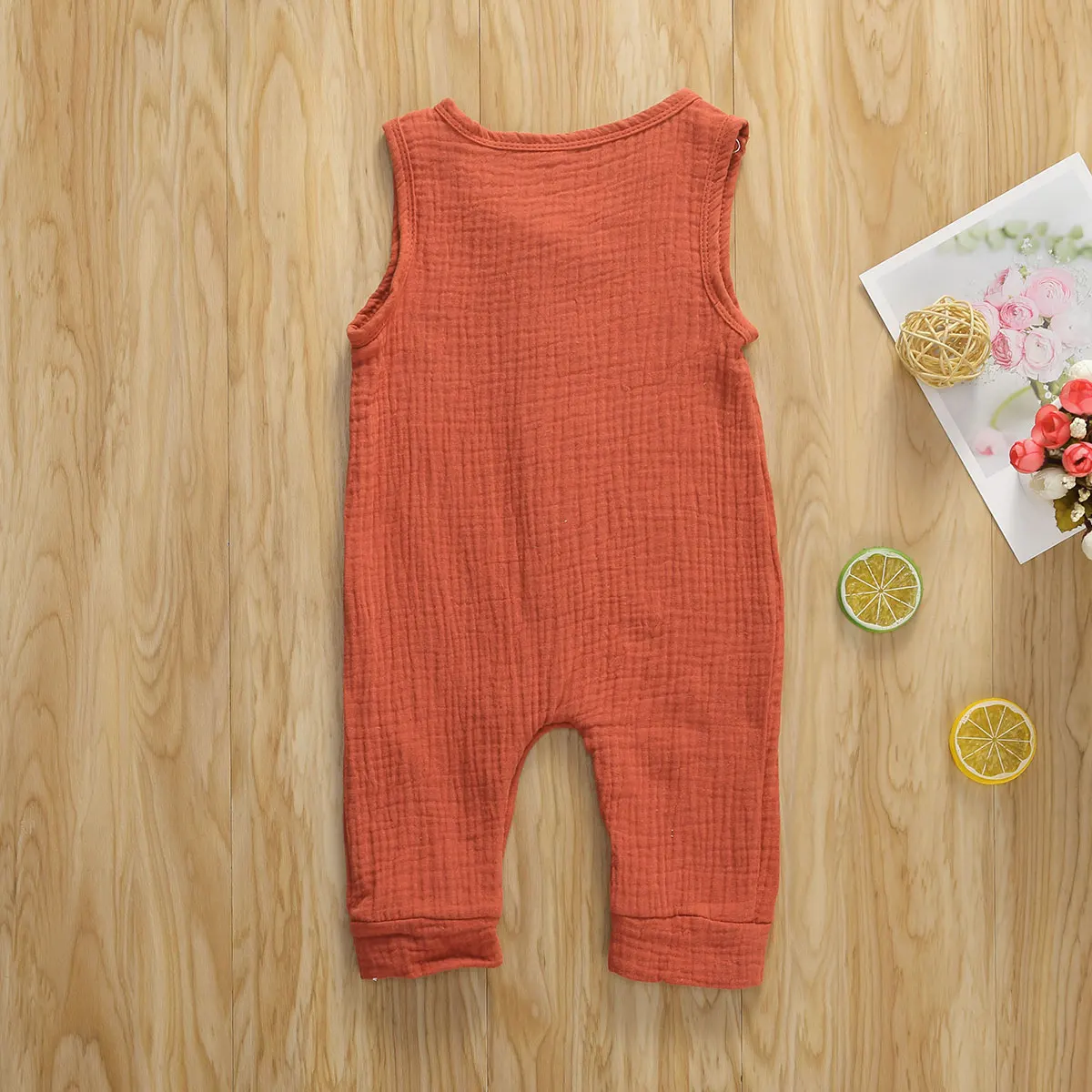 Комбинезон для младенцев из хлопка и льна без рукавов | Детская одежда обувь