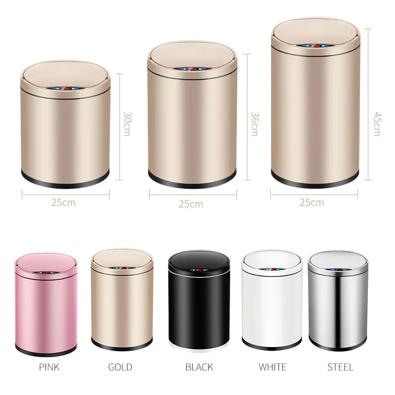

Stainless Steel Intelligent Trash Can Creative Household Living Room kitchen Toilet Office Induction Trash Can Bin Bedroom