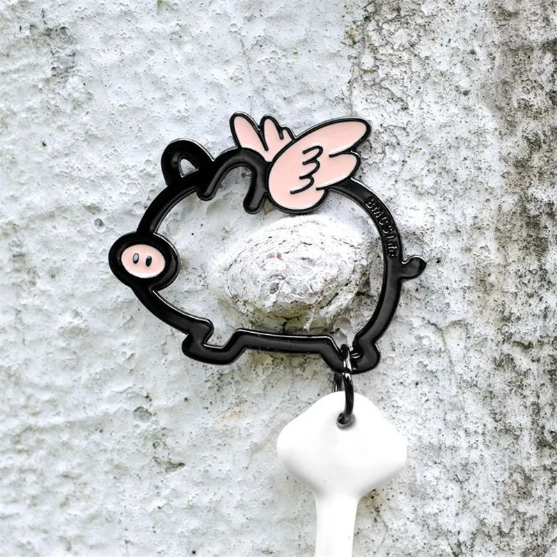 Портативный милый металлический брелок для ключей летающая свинка летающий слон