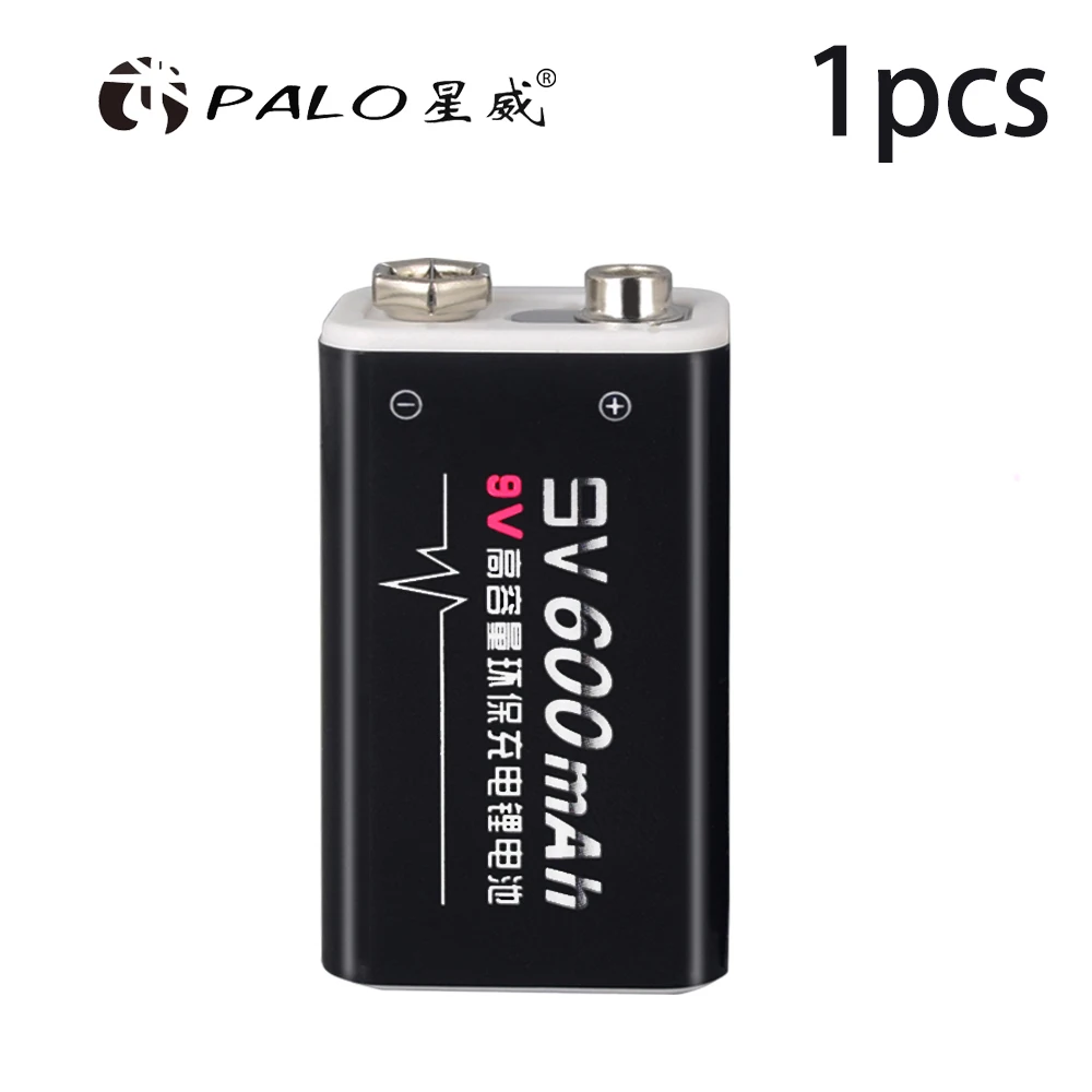1PC 2 шт./компл. палка батарея PALO 9В батареи 6f22 6F22X 6LR61 9V литий-ионный аккумулятор 600mAh аккумуляторная батарея для радио, камера, игрушки и так далее - Цвет: 1PC