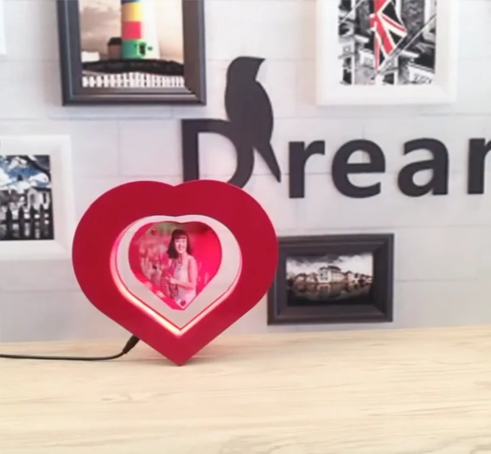 3D плавающая рамка для фото ночной Светильник СВЕТОДИОДНЫЙ в форме сердца