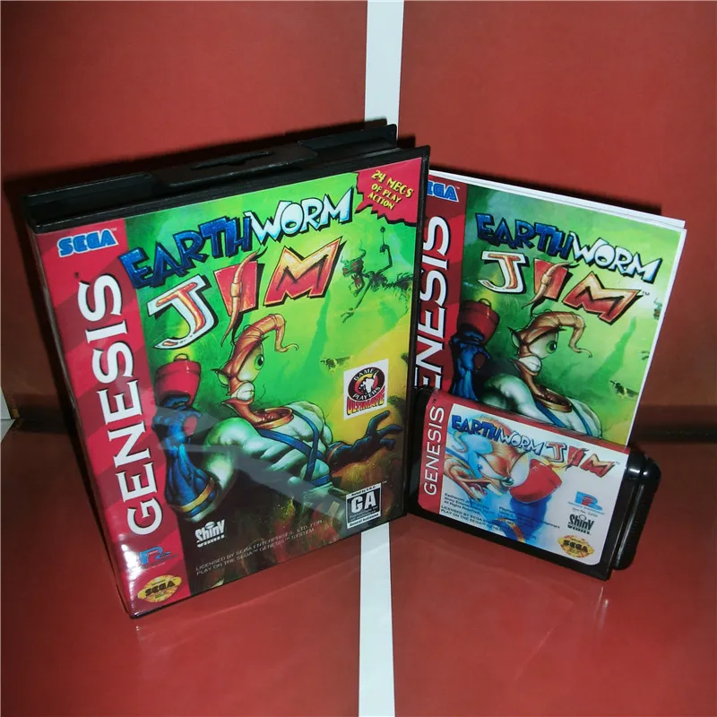 MD игровая карта Earthworm Jim US чехол с коробкой и руководством для Sega Megadrive Genesis консоль