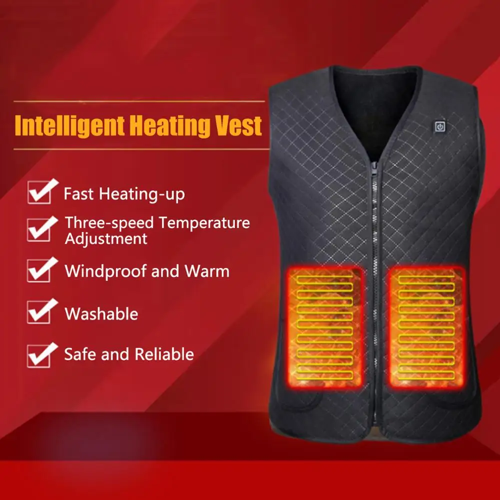 Жилет с подогревом легкий зимний теплый жилет USB зарядкой электрическим для