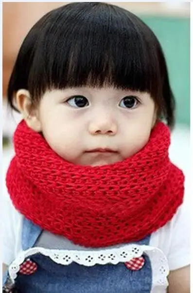 child red Г. Лидер продаж, зимний шейный платок для женщин и детей, хлопковый детский нагрудник, теплые мягкие шарфы для мальчиков и девочек, вязаные, с круглым вырезом, Scarf60 - Цвет: child red