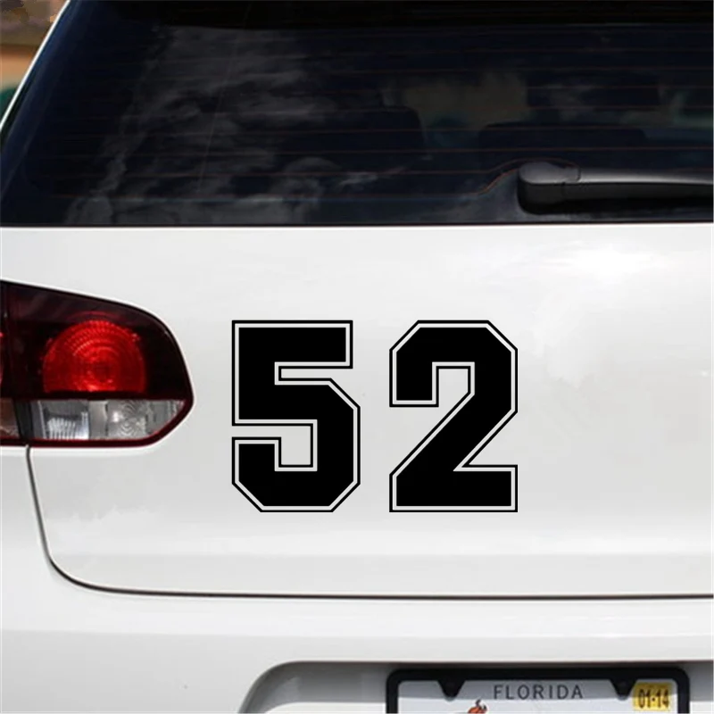 

30067# Various Sizes /Colors figure number 52 car sticker waterproof decal vinyl stickers on truck bumper rear window laptop