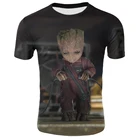 Летняя новая футболка с 3D принтом Грут стражи Галактики, Мужская забавная Необычная футболка, топ с коротким рукавом, одежда унисекс