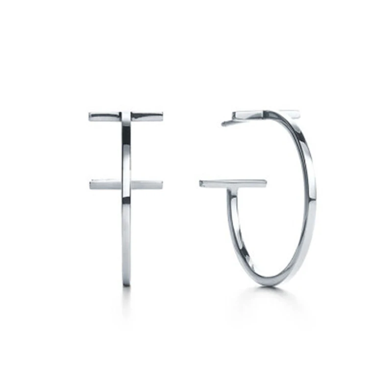 

High-quality 925 sterling silver, classic simple style curve big earrings, original 1:1 jewelry with logo, gift for ladies