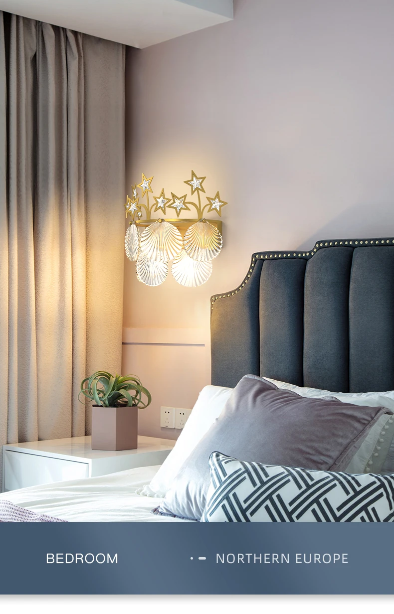Настенные лампы в скандинавском стиле со звездами и короной стеклянные