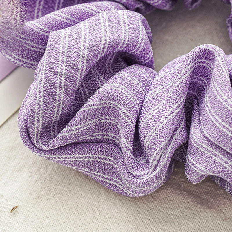 

Girls Hair Accessories Purple Series Stripe Hair Scrunchies Vintage Hair Ring Stretchy Hair Ties Headwear Ponytail Hair Rope