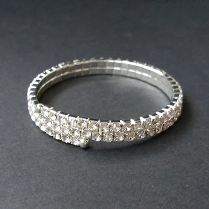 2rowSilver TDQUEEN браслеты с серебряным покрытием Pulseiras браслет Кристалл Стразы многорядные Спираль браслет для женщин - Окраска металла: 2rowSilver