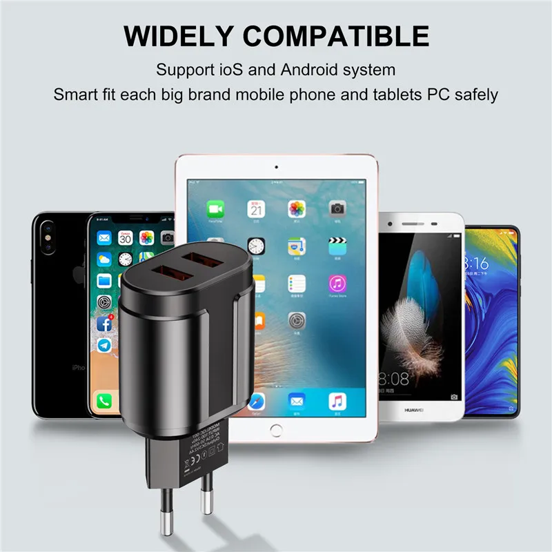 Сетевое зарядное устройство USLION с двумя USB портами 5 В 2 4 А быстрая зарядка