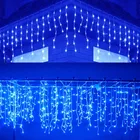 Уличная Рождественская гирлянда-занавеска в виде сосулек, 5 м, светящаяся гирлянда-занавеска, 0,4-0,6 м, праздничное украшение для дома, окна