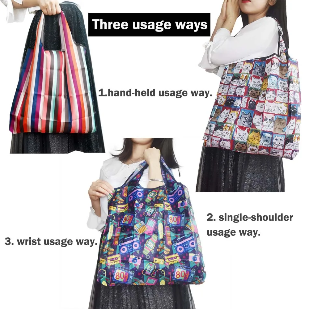 

Shopping Bag Foldable Nylon Bag Tote Bags Eco Friendly Grocery Shopping Bag Large Reusable Shopper Bag Folding Bag Recycle Bag