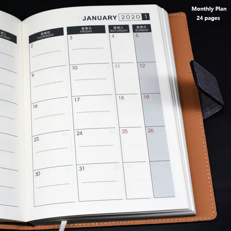 Записная книжка в европейском стиле модная с ежемесячной целью и ежедневным