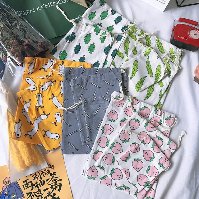 Корейский ulzzang Харадзюку Мультфильм Drawstring Женская Новая мода Портативный Путешествия Повседневная Женская Drawstring Карманный