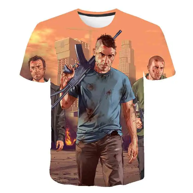 2020 3D Grand Theft Auto Game GTA 5 Kids T-Shirts Children's wear summer Tops 4T-14T teenage Costumes Girls Clothes camisetas | Детская