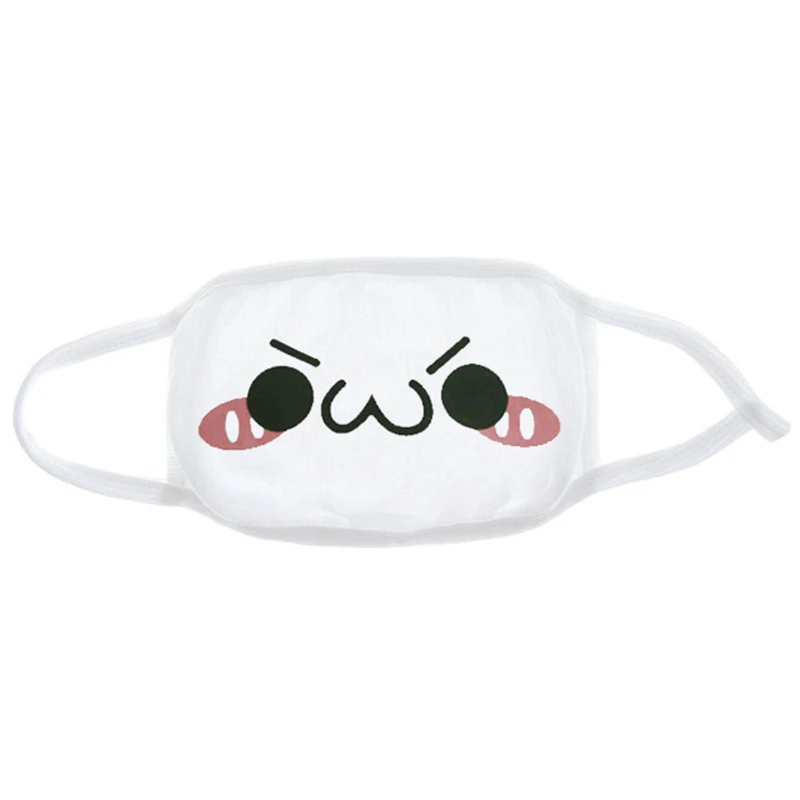 Beige Fashion Expression Mouth Mask Anime Cotton Mouth Mask Unisex Mask Mouth-muffle Dustproof Respirator Cute Anti-Dust Mouth Covers - Color: Beige