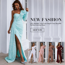 Missord-vestido largo de lentejuelas con volantes para mujer...