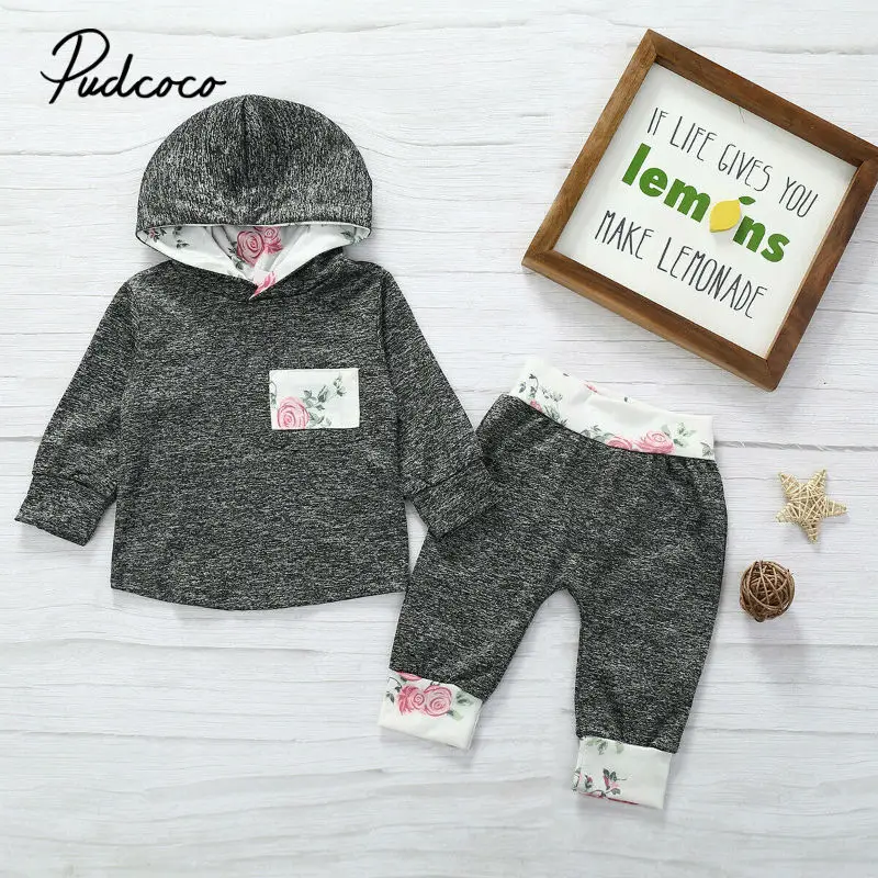 Модный комплект одежды для маленьких девочек 0-24 мес. свитшот с длинным рукавом и