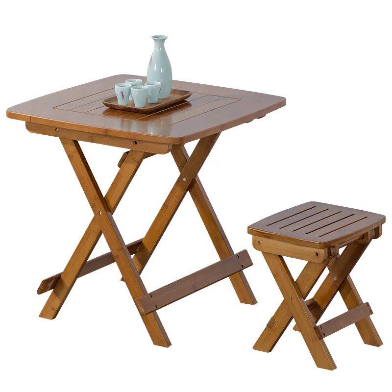 

Портативный складной стол из бамбуковой древесины, современный и сдержанный маленький семейный квадратный стол для отдыха и досуга