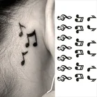 Водостойкая временная татуировка-наклейка на палец уха 1 шт., музыкальная нота, птица, звезды, линия, полоса, тату, флэш-тату, подделка для женщин