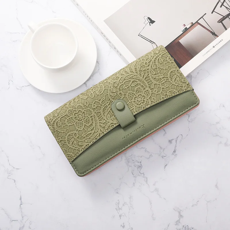 

Lace Printing Long Women Wallets Pu Leather Zipper Buckle Multi-card Coin Purses Female High Quality Holder Phone Bag