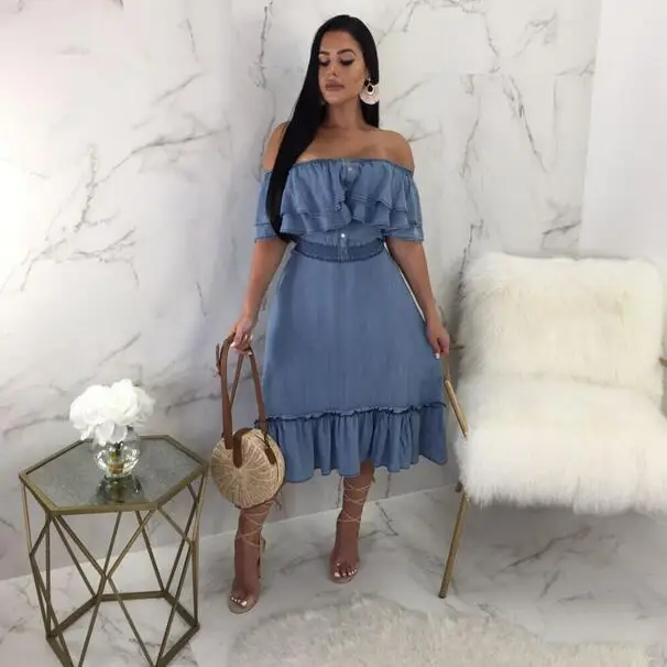 Высокое качество высокое дизайн 2019 готический стиль женское джинсовое платье