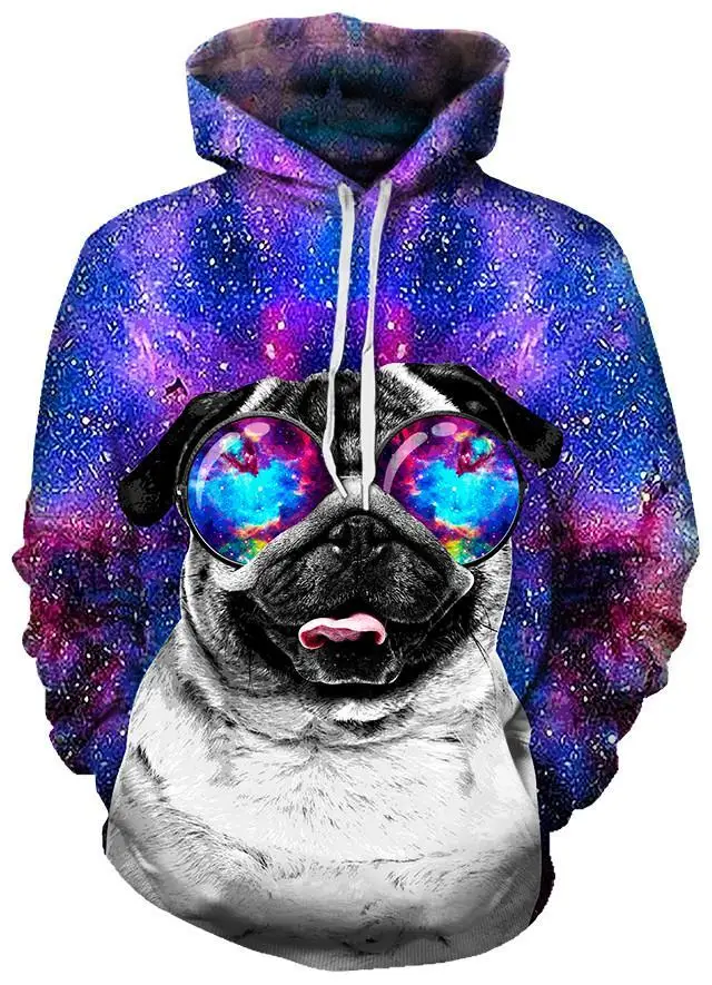 

2018 Printed GALAXY PUG UNISEX HOODIE Famous Brand Harajuku Oversized Hip Hop Men Sweatshirt