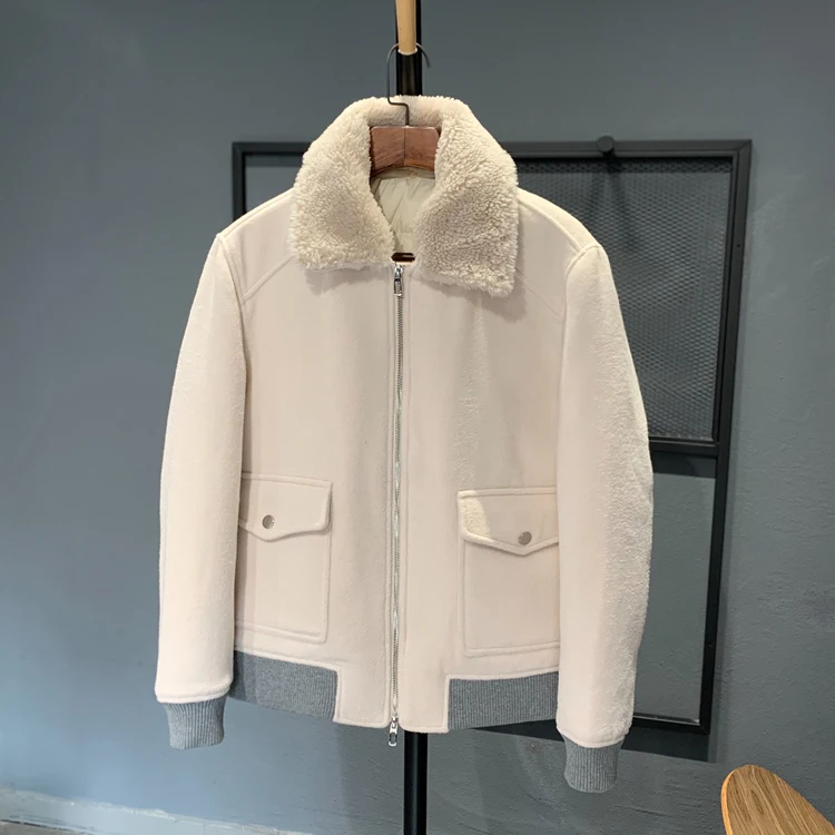 Шерстяной меховой воротник шерстяная ткань белый утиный пуховик Мужская