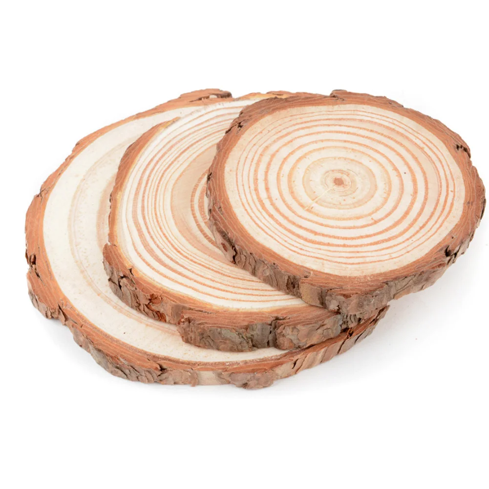 

3-8cm Thick 1 Pack Natural Pine Round Unfinished Wood Slices Circles With Tree Bark Log Discs DIY Crafts Wedding Party Painting