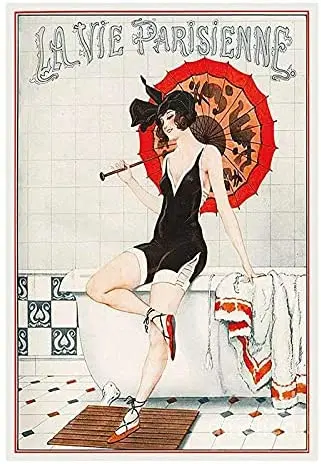 Bernice Blechschild La Vie Parisienne (фрау аубербадванне) Metallschild 20x30 Wanddeko Жестяная Табличка, 20x30 см, многоцветная