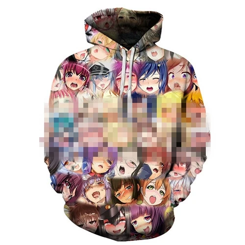 Tops Anime Men hoodie 3d Print Long Sleeves hoodies Brand anime Face Pullovers Casual Tracksuits streetwear Sweatshirts Plus 6XL | Мужская
