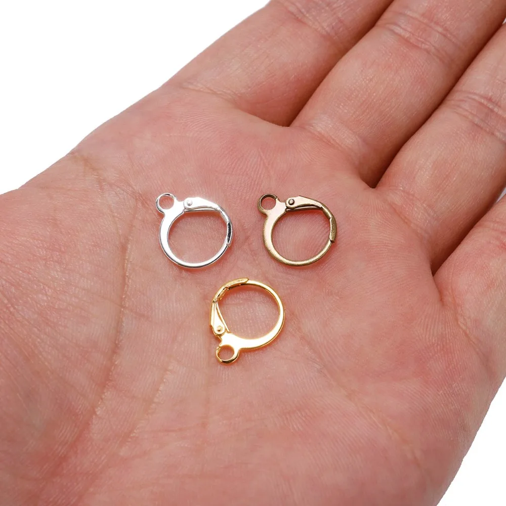 20pcs/lot New Gold Hook Earrings Clasps & Hooks Material 14*12mm Size Wire Settings Base Hoops Supplies For DIY Jewelry images - 6