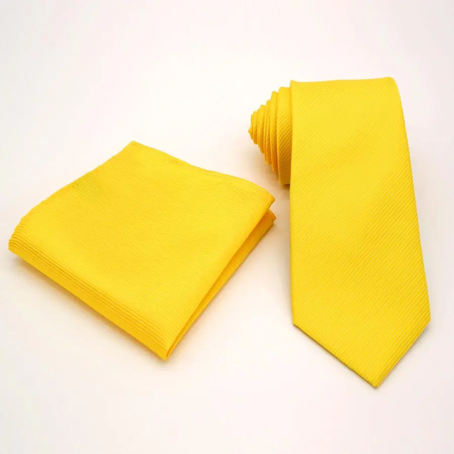 Желтый галстук мужской классический однотонный шейный Шелковый жаккардовый