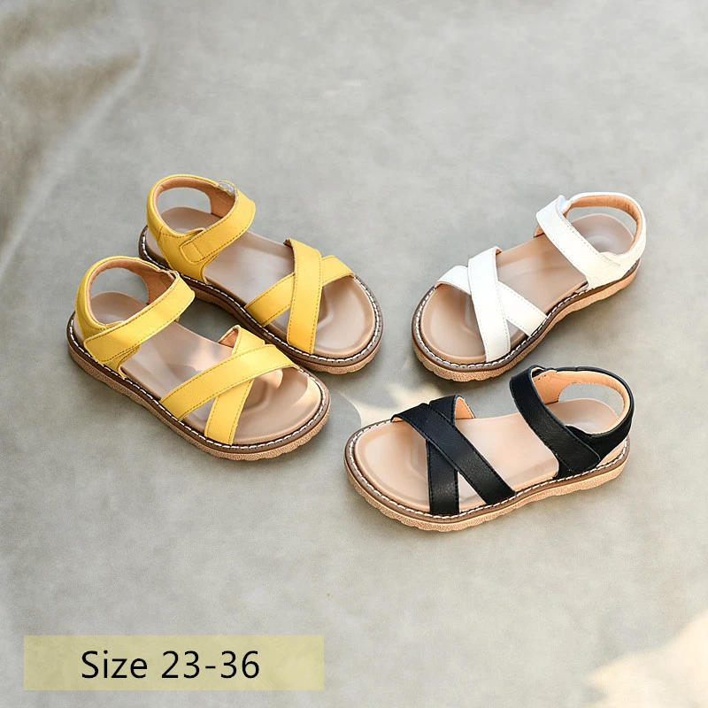 Real leather Girls Roman Sandals Foot arch sole Baby boys garden shoes Summer kids Princess shoes Children's sandals