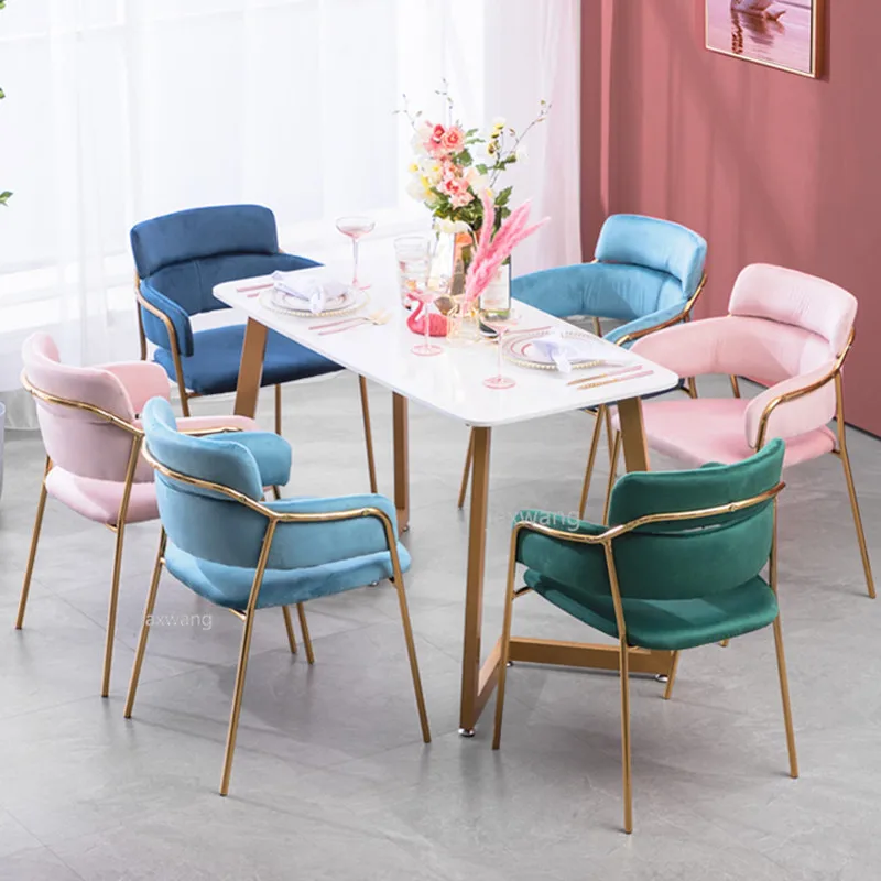 Модный Золотой Железный Металл Бархат Royals обеденный стул кофе гостиная сад