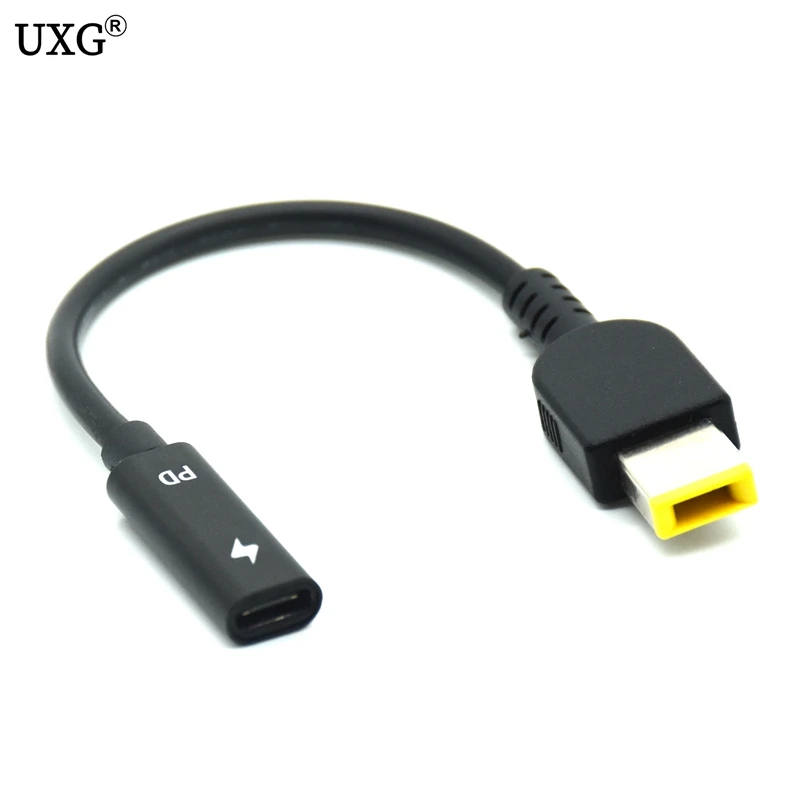 

USB-C 3.1 Type C Female to Rectangle Male USB PD Emulator Trigger Angled DC Power Adapter Converter For Lenovo Thinkpad Laptop