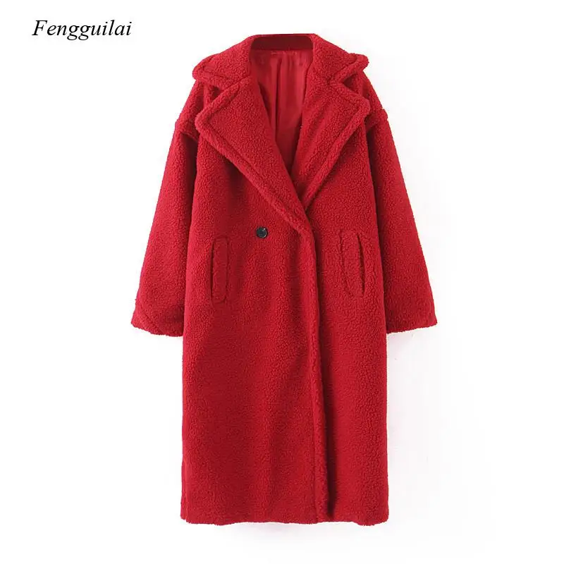 Зимнее женское фиолетовое пальто Тедди стильная Женская Толстая теплая