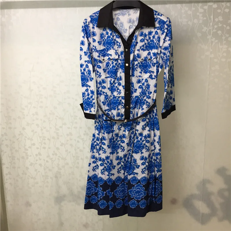 Хлопковое летнее женское элегантное платье 2018 с коротким рукавом и цветочным