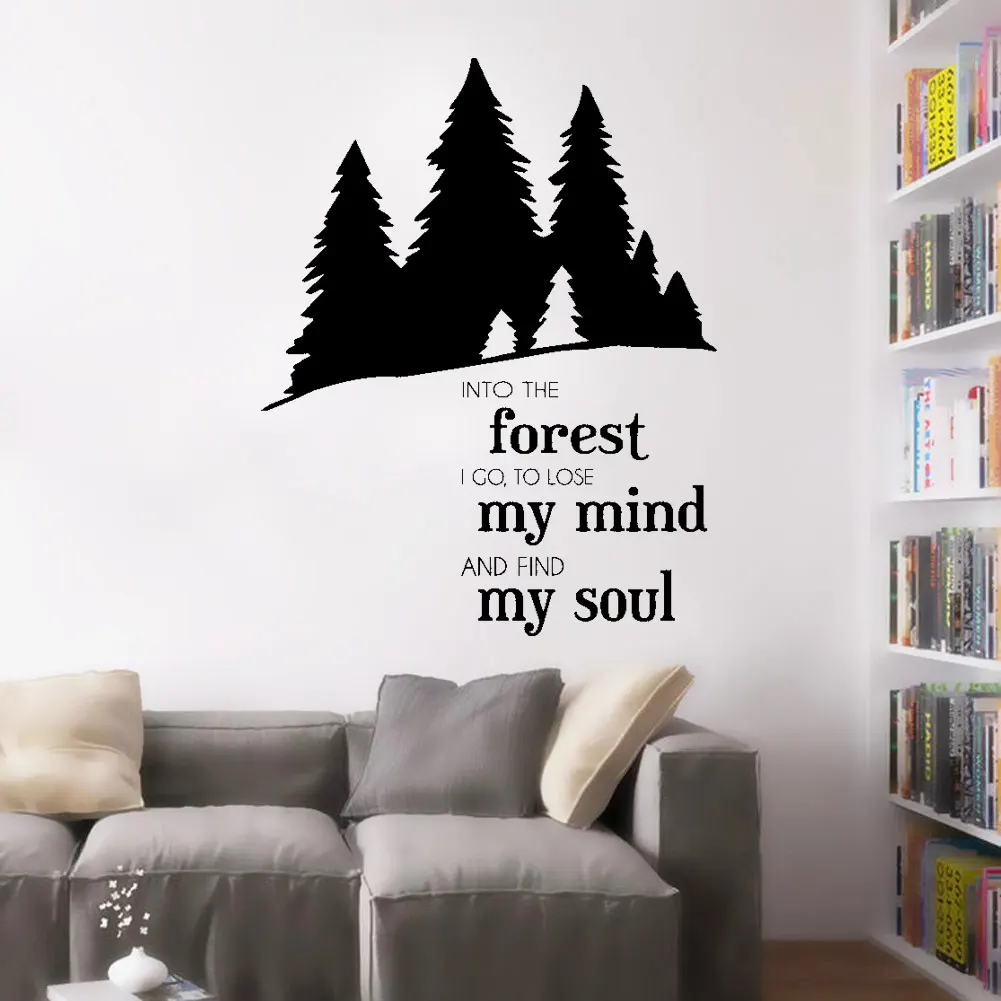 

Nature Mountains Pine Trees Wall Sticker Vinyl Home Decor For Living Room Bedroom Forest Landscape Decals Removable DW20842