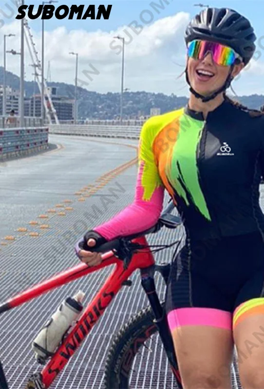 

SUBOMAN triathlon road mountain long sleeve cycling suits roupa DE ciclismo feminina sexy tight elastic comfortable jumpsuits